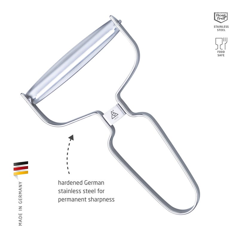 triangle Y-Peeler - 3.5 in (90 mm) - Stainless Steel Horizontal Serrated Blade - Peeler for Fruits & Vegetables - Ergonomic Handle - Dishwasher Safe - Made in Germany - Image 2